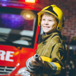 child firefighter play station pretend fire car